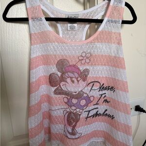 NWOT Disney Minnie Mouse Pink and White Striped Tank Top